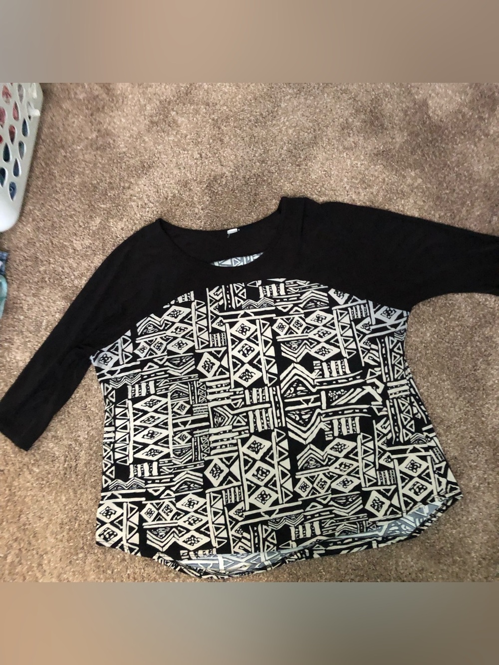 Black & White Geometric Print Dolman Top